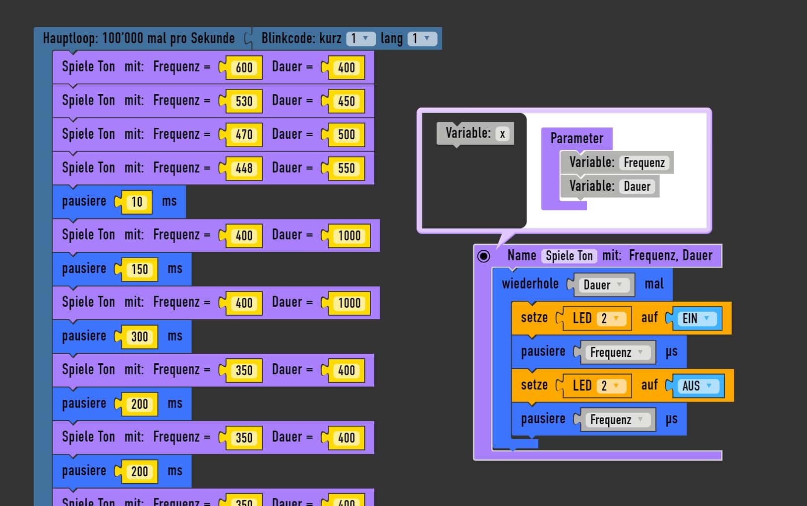 Arduino Piezo Element als Buzzer programmieren (Klick für Zoom)